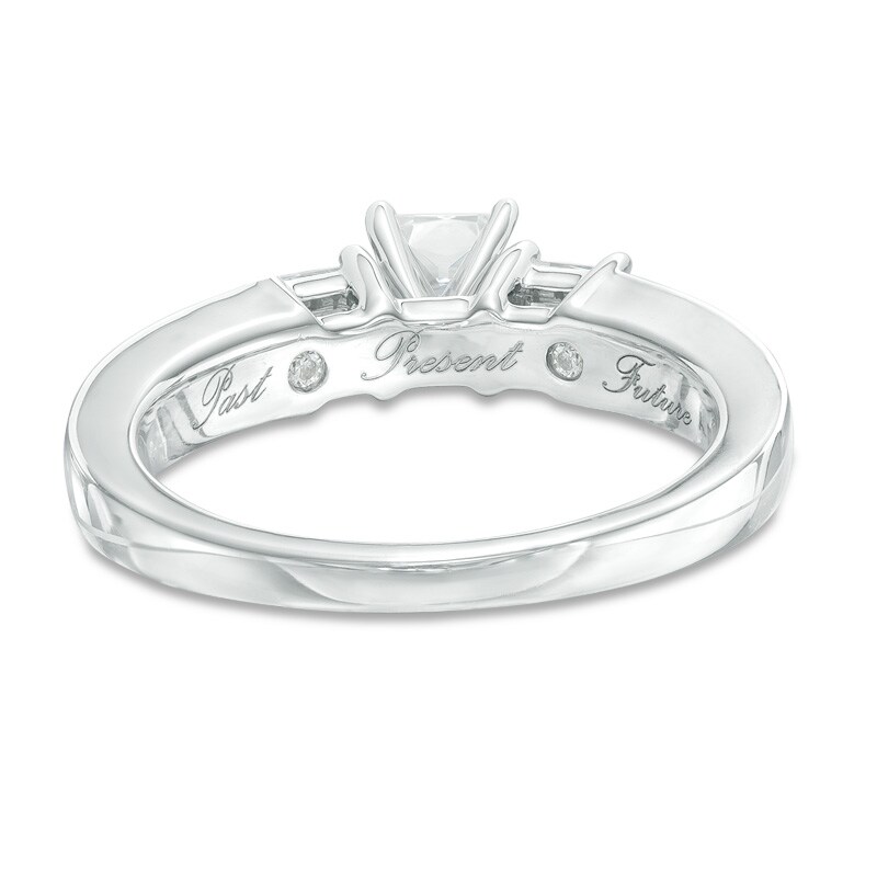 1-1/3 CT. T.W. Princess-Cut Diamond Past Present Future® Bridal Set in 14K White Gold