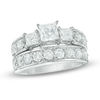 Thumbnail Image 0 of 2-3/4 CT. T.W. Princess-Cut Diamond Past Present Future® Bridal Set in 14K White Gold