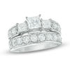 Thumbnail Image 1 of 2-3/4 CT. T.W. Princess-Cut Diamond Past Present Future® Bridal Set in 14K White Gold