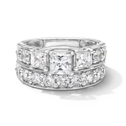 2-3/4 CT. T.W. Princess-Cut Diamond Past Present Future® Bridal Set in 14K White Gold