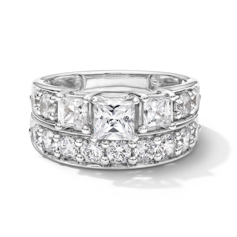 Main Image 1 of 2-3/4 CT. T.W. Princess-Cut Diamond Past Present Future® Bridal Set in 14K White Gold