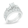 Thumbnail Image 1 of 2-3/4 CT. T.W. Princess-Cut Diamond Past Present Future® Bridal Set in 14K White Gold