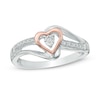 Thumbnail Image 1 of Diamond Accent Heart Promise Ring in Sterling Silver and 10K Rose Gold