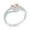 Thumbnail Image 2 of Diamond Accent Heart Promise Ring in Sterling Silver and 10K Rose Gold