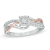 Thumbnail Image 1 of 1/5 CT. T.W. Diamond Frame Promise Ring in Sterling Silver and 10K Rose Gold