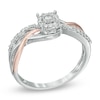 Thumbnail Image 2 of 1/5 CT. T.W. Diamond Frame Promise Ring in Sterling Silver and 10K Rose Gold