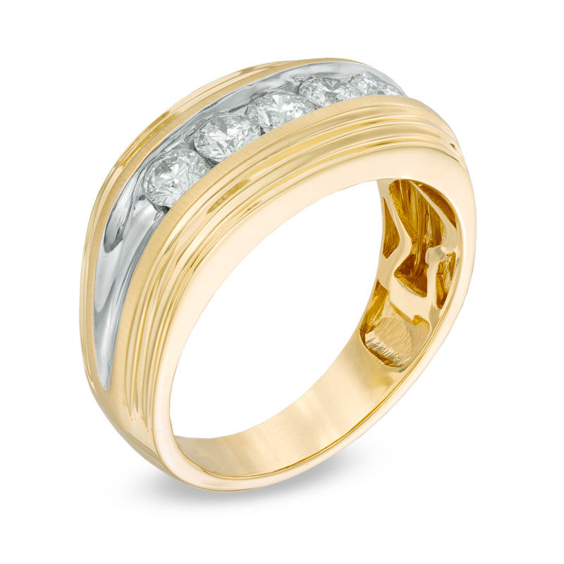 Men s 1 CT. T.W. Diamond Wedding Band in 14K Gold Zales Outlet
