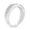 Thumbnail Image 4 of 1/3 CT. T.W. Diamond Frame Trio Wedding Ensemble in 10K White Gold - Size 7 and 10