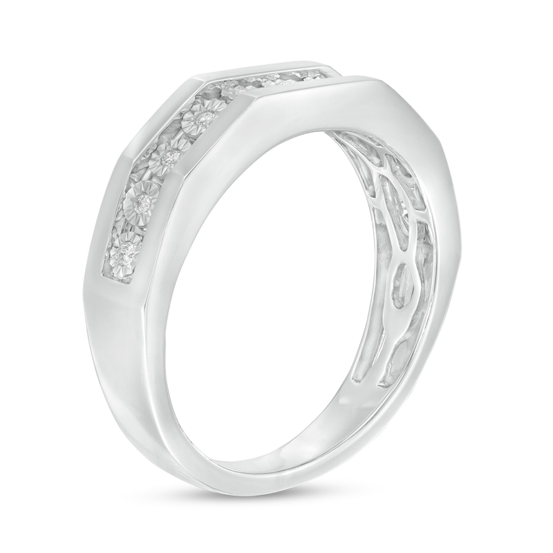 Main Image 4 of 1/3 CT. T.W. Diamond Frame Trio Wedding Ensemble in 10K White Gold - Size 7 and 10