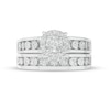 Thumbnail Image 5 of 1/3 CT. T.W. Diamond Frame Trio Wedding Ensemble in 10K White Gold - Size 7 and 10