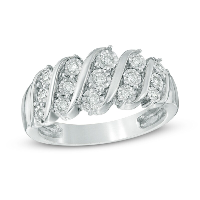 Main Image 1 of 1/4 CT. T.W. Diamond Cascading Anniversary Ring in 10K White Gold