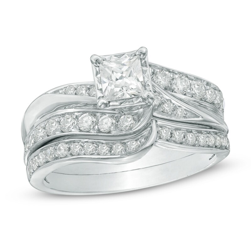 Main Image 1 of 1 CT. T.W. Princess-Cut Diamond Bridal Set in 10K White Gold