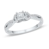 Thumbnail Image 1 of 1/4 CT. T.W. Diamond Heart Sides Split Shank Promise Ring in 10K White Gold