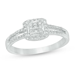 Multi-Diamond Accent Square Promise Ring in 10K White Gold