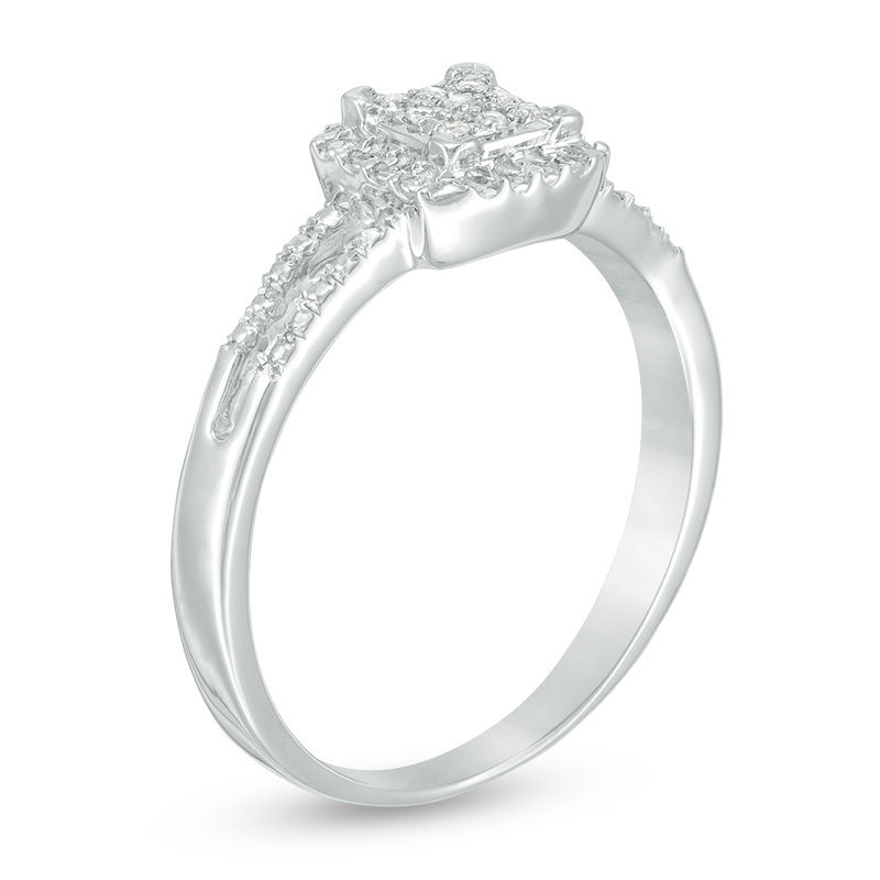 Multi-Diamond Accent Square Promise Ring in 10K White Gold