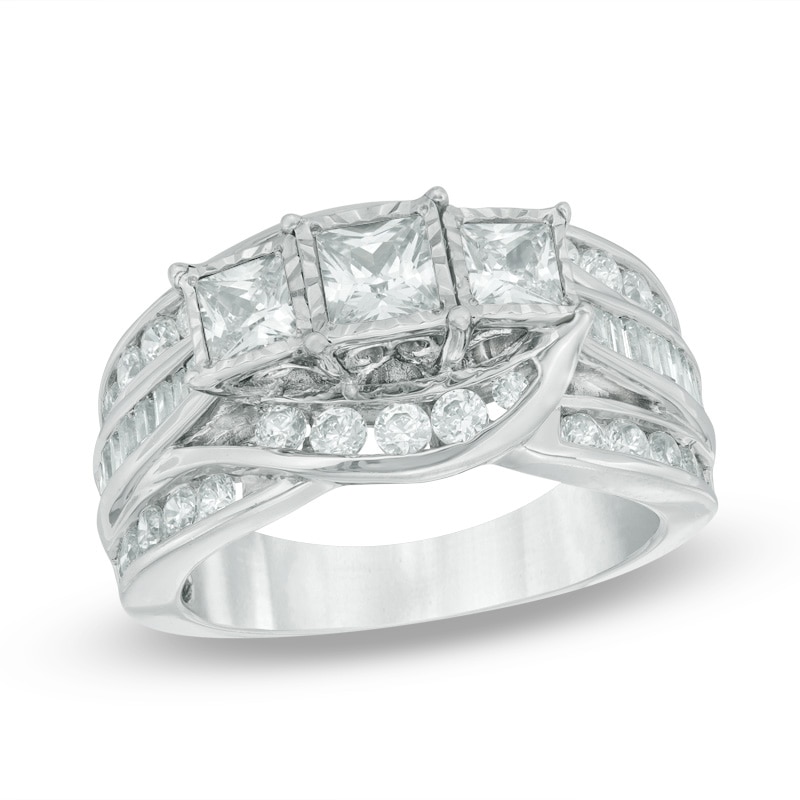 Past Present Future® 2 CT. T.W. Princess-Cut Diamond Engagement Ring in 14K White Gold