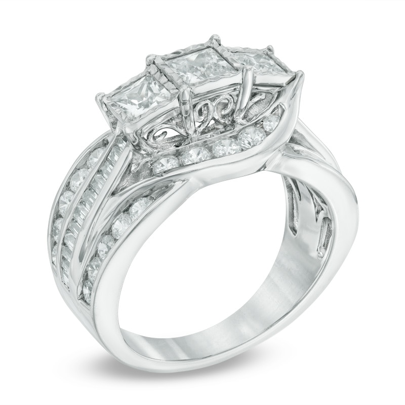 Past Present Future® 2 CT. T.W. Princess-Cut Diamond Engagement Ring in 14K White Gold