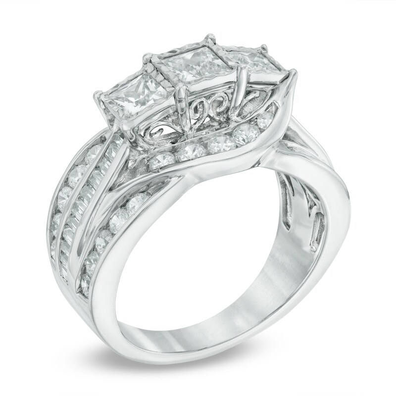 Main Image 2 of Past Present Future® 2 CT. T.W. Princess-Cut Diamond Engagement Ring in 14K White Gold