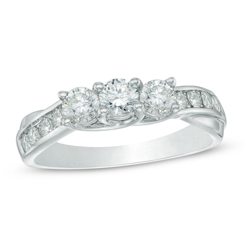 1 CT. T.W. Diamond Past Present Future® Ring in 10K White Gold