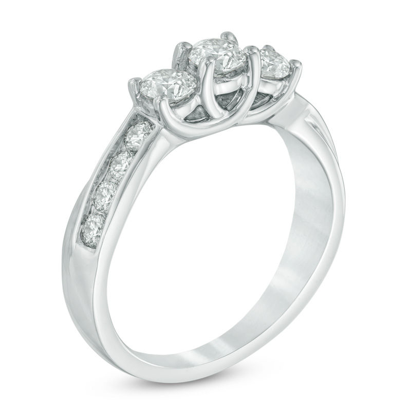 1 CT. T.W. Diamond Past Present Future® Ring in 10K White Gold