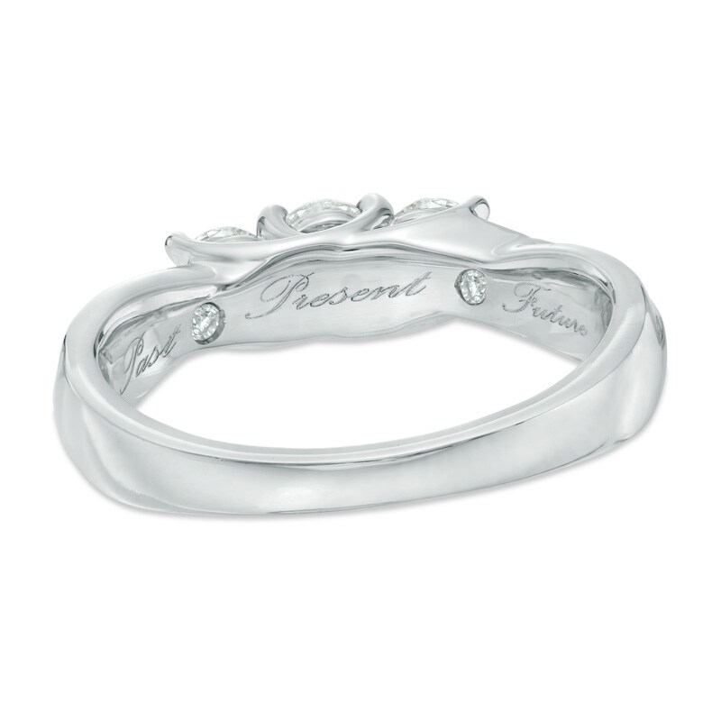 Main Image 3 of 1 CT. T.W. Diamond Past Present Future® Ring in 10K White Gold