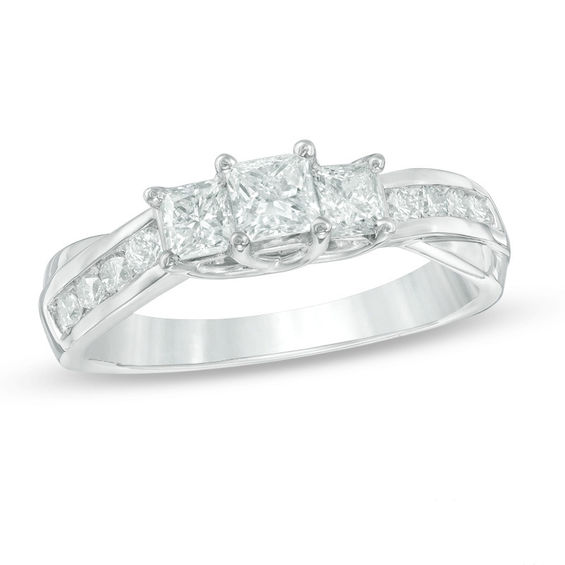 1 Ct T W Princess Cut Diamond Past Present Future Engagement Ring T W Princess Cut Diamond Past Present Future Engagement Ring In 10k