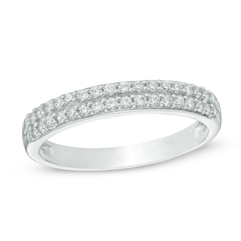 Main Image 1 of 1/3 CT. T.W. Diamond Double Row Band in 14K White Gold