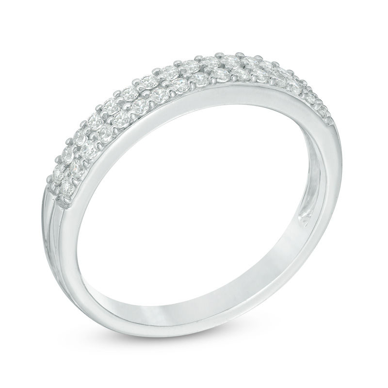 1/3 CT. T.W. Diamond Double Row Band in 14K White Gold | Zales Outlet
