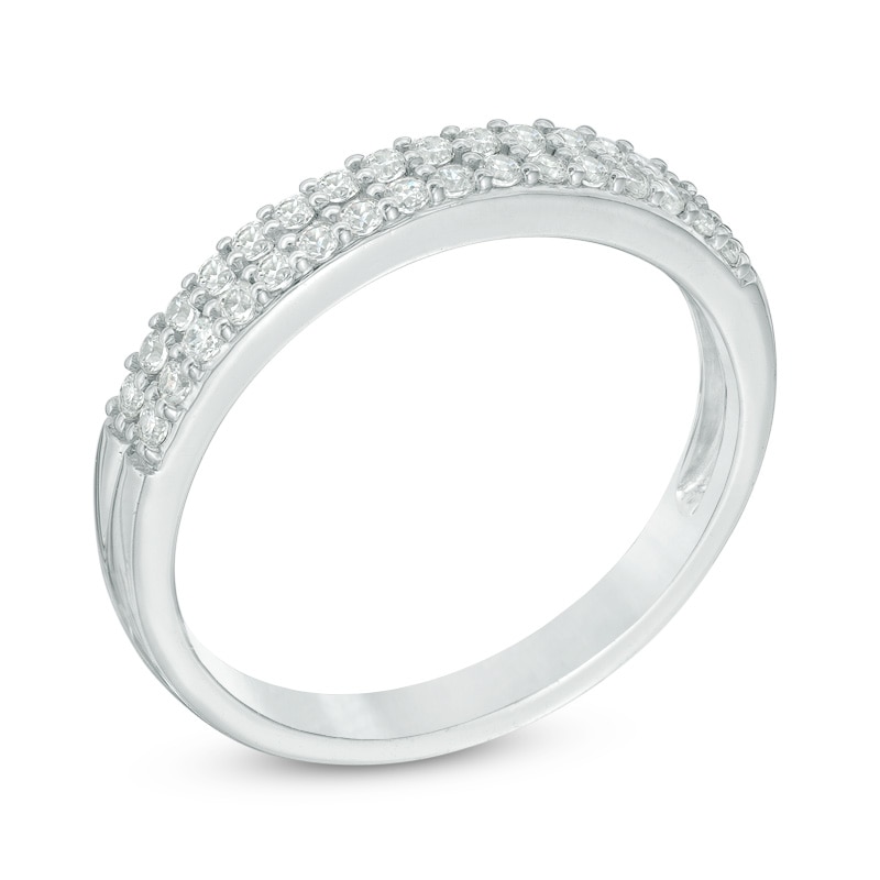 Main Image 2 of 1/3 CT. T.W. Diamond Double Row Band in 14K White Gold