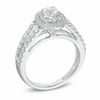Thumbnail Image 2 of 1 CT. T.W. Diamond Oval Double Frame Split Shank Engagement Ring in 14K White Gold