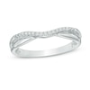 Thumbnail Image 0 of 1/20 CT. T.W. Diamond Double Row Contour Wedding Band in 14K White Gold