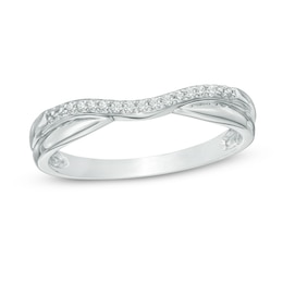 1/20 CT. T.W. Diamond Double Row Contour Wedding Band in 14K White Gold