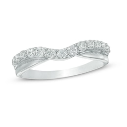 3/8 CT. T.W. Diamond Twist Contour Anniversary Band in 14K White Gold