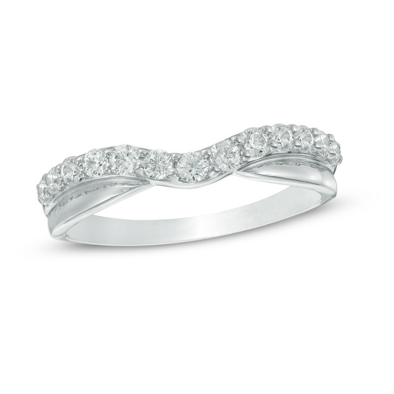 Diamond twist contour wedding on sale band