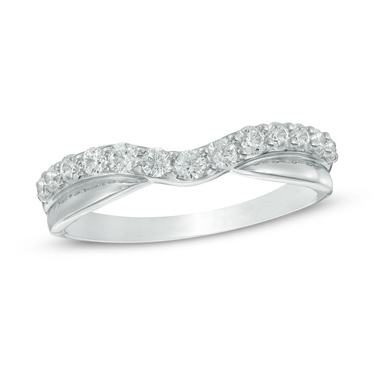 Main Image 1 of 3/8 CT. T.W. Diamond Twist Contour Anniversary Band in 14K White Gold