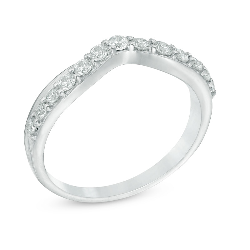 3/8 CT. T.W. Diamond Twist Contour Anniversary Band in 14K White Gold