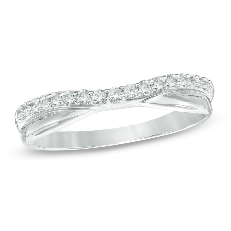 Main Image 1 of 1/5 CT. T.W. Diamond Twist Contour Band in 14K White Gold