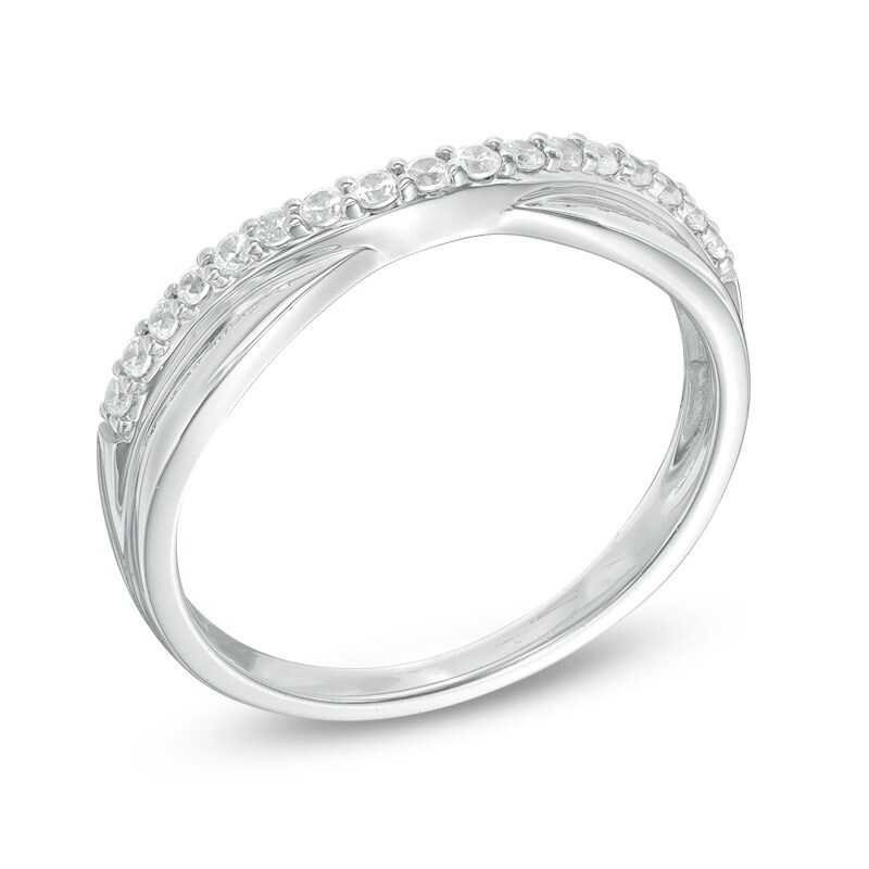 Main Image 2 of 1/5 CT. T.W. Diamond Twist Contour Band in 14K White Gold