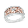 Thumbnail Image 0 of 1/7 CT. T.W. Diamond Cluster Fashion Ring in Sterling Silver and 14K Rose Gold