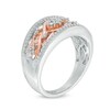 Thumbnail Image 1 of 1/7 CT. T.W. Diamond Cluster Fashion Ring in Sterling Silver and 14K Rose Gold