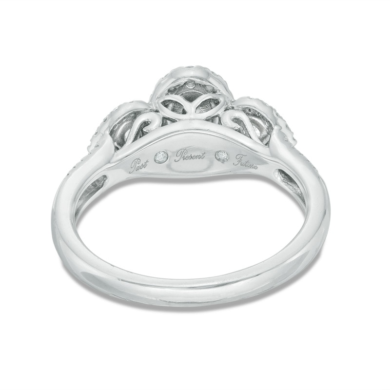 1/2 CT. T.W. Diamond Past Present Future® Double Frame Engagement Ring in 14K White Gold