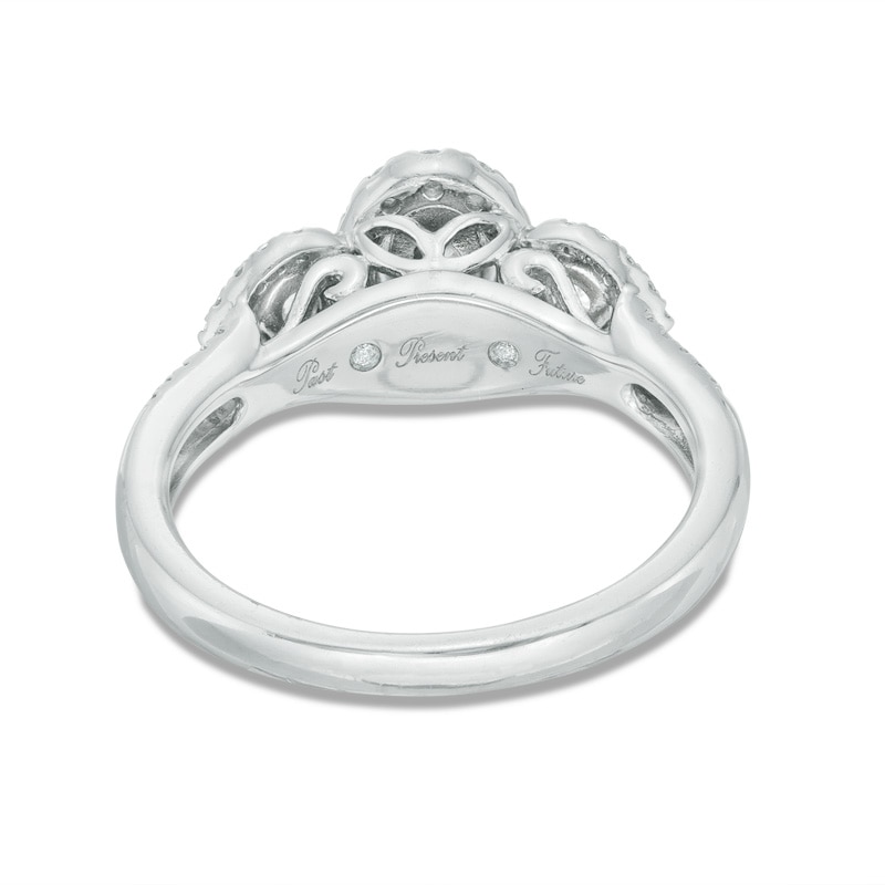 Main Image 3 of 1/2 CT. T.W. Diamond Past Present Future® Double Frame Engagement Ring in 14K White Gold