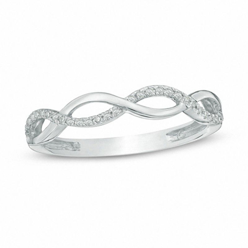 1/10 CT. T.W. Diamond Loose Braid Anniversary Band in 10K White Gold