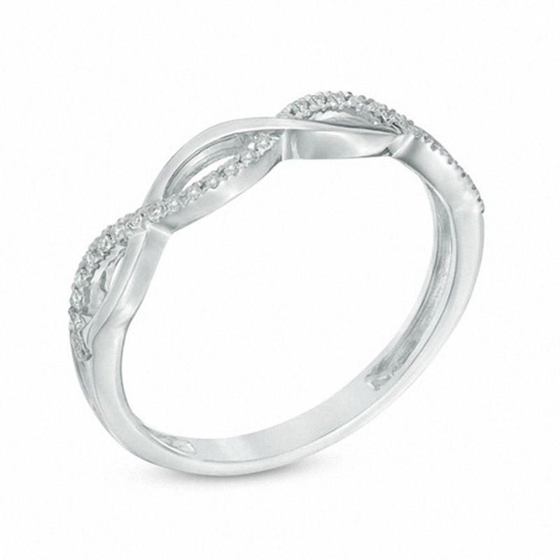 1/10 CT. T.W. Diamond Loose Braid Anniversary Band in 10K White Gold