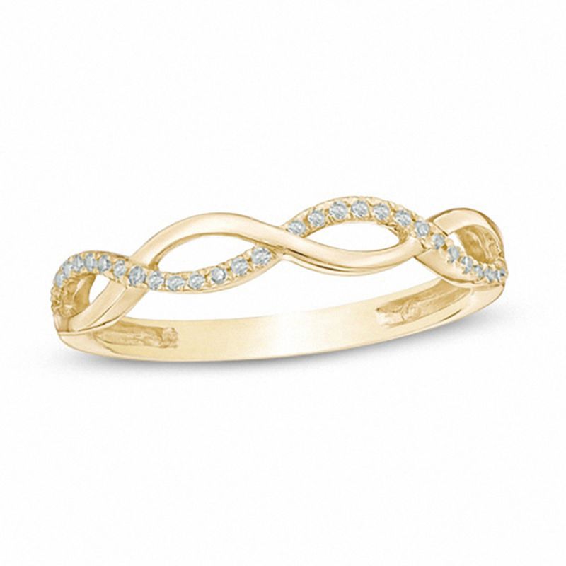 1/10 CT. T.W. Diamond Loose Braid Anniversary Band in 10K Gold