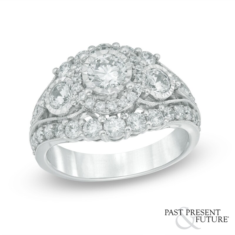 Main Image 1 of 2 CT. T.W. Diamond Past Present Future® Engagement Ring in 14K White Gold