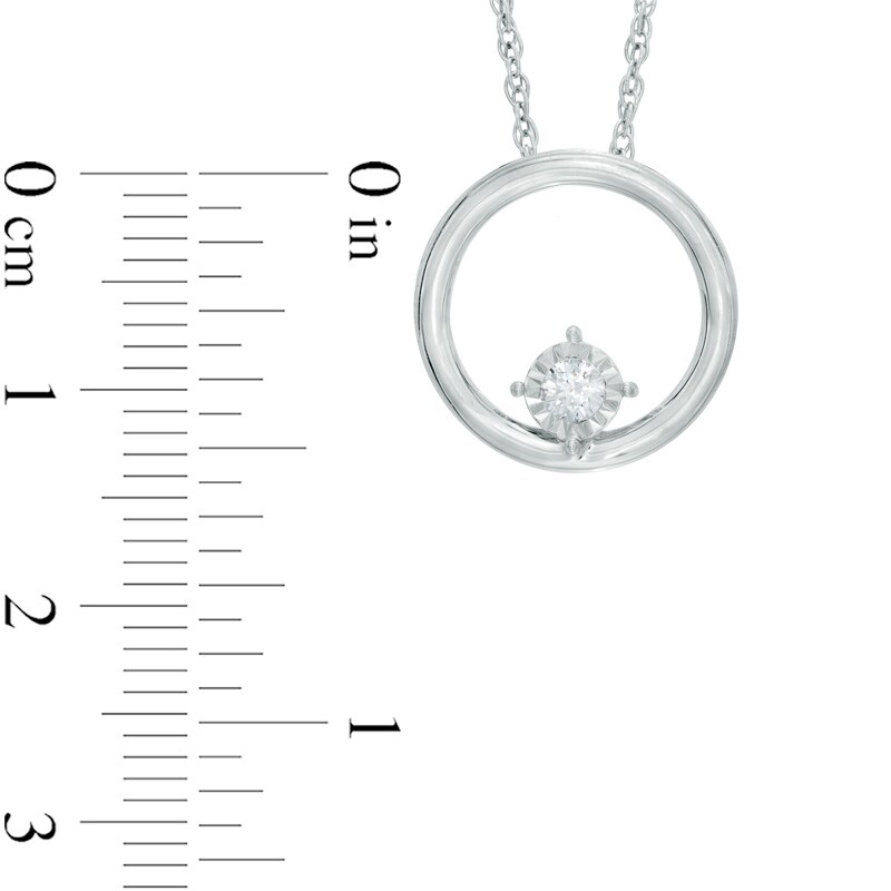 Main Image 2 of 1/8 CT. Diamond Solitaire Circle Pendant in 10K White Gold