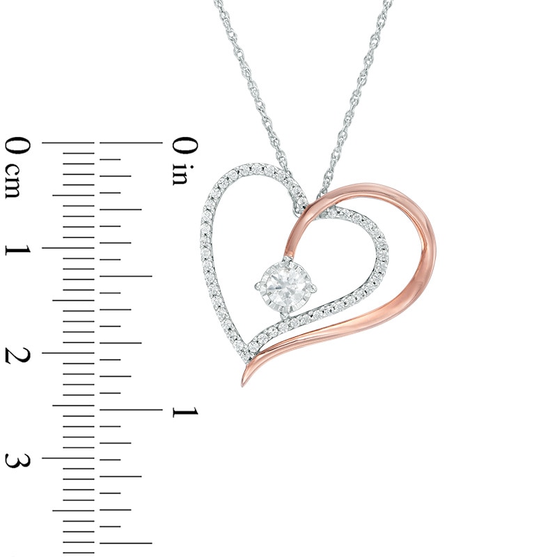 1/2 CT. T.W. Diamond Tilted Heart Pendant in 10K Two-Tone Gold