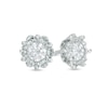 1/2 CT. T.W. Diamond Solitaire Flower Stud Earrings in 10K White Gold