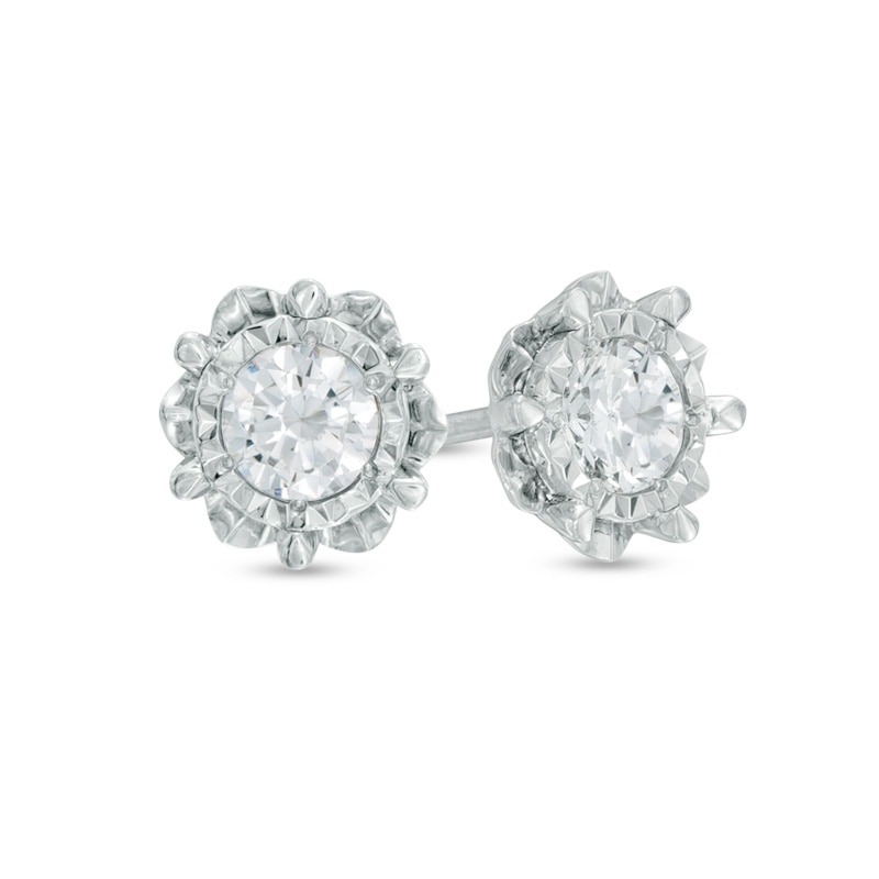 1/2 CT. T.W. Diamond Solitaire Flower Stud Earrings in 10K White Gold